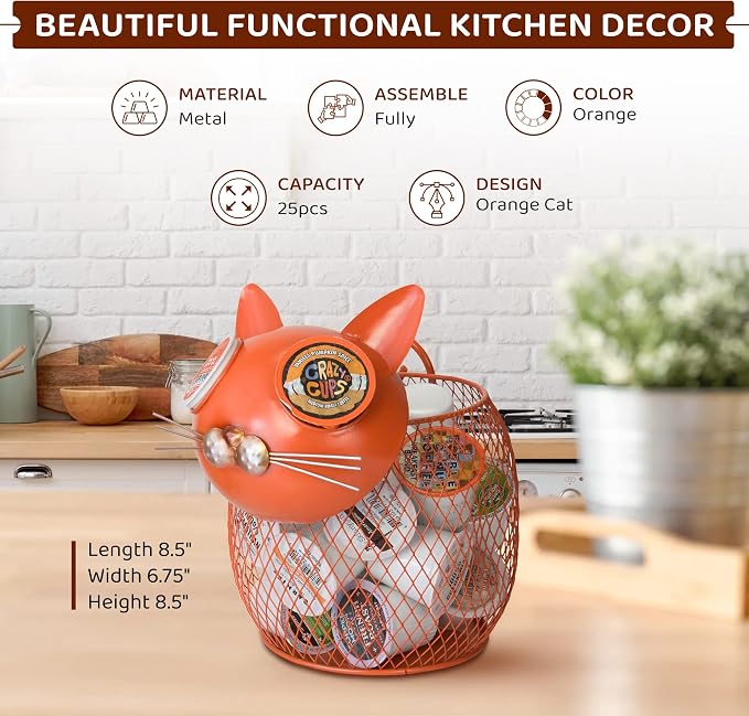 Made Easy Kit Coffee Pod Organizer - Home Coffee Bar Functional Décor - Café Station Countertop Storage Accessories (Pink Pig)