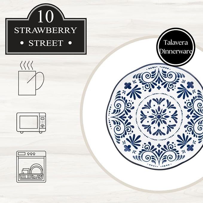 10 Strawberry Street Talavera Dinnerware, Set of 6 (8" Salad/Dessert Plate)