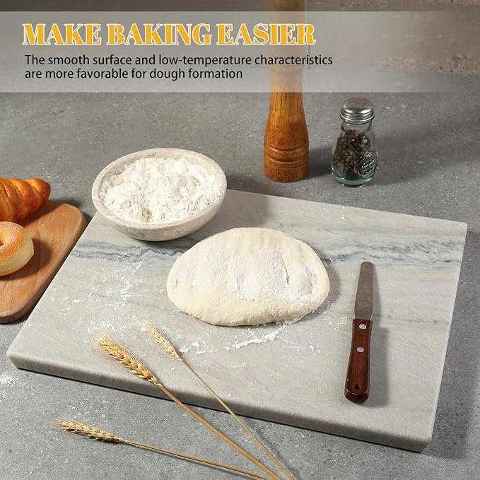 Koville Granite Cutting Board for Kitchen, 16x12 Inches Large Marble Slab Cheese Board, Rectangular Serving Board for Baking Charcuterie Pastry, Natural Stone Board for Countertop