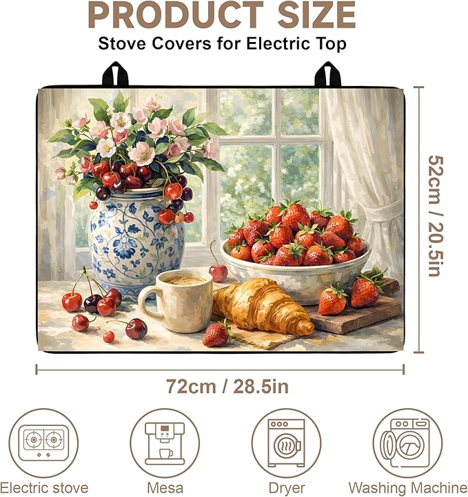 Stove Top Covers for Electric Stove: Heat Resistant Protector Glass Stove Top Expands Counter Space, Stylish Kitchen Decor 28.5'' × 20.5''