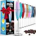 PowerLix Powerful Handheld Milk Frother With Stand Battery Operated Foam Maker Frother Wand For Coffee (Lake blue）