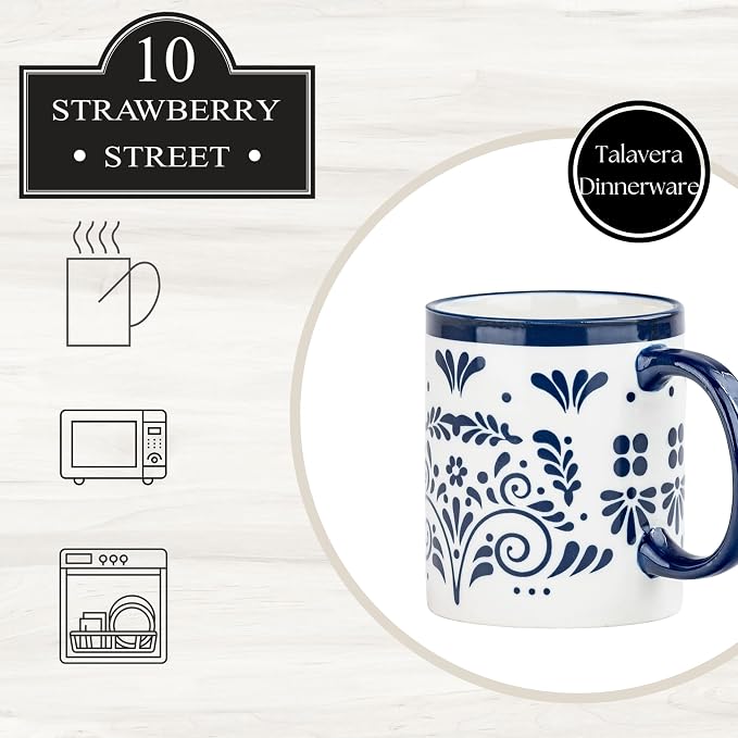 10 Strawberry Street Talavera Dinnerware, Set of 6 (14 fl oz Mugs)
