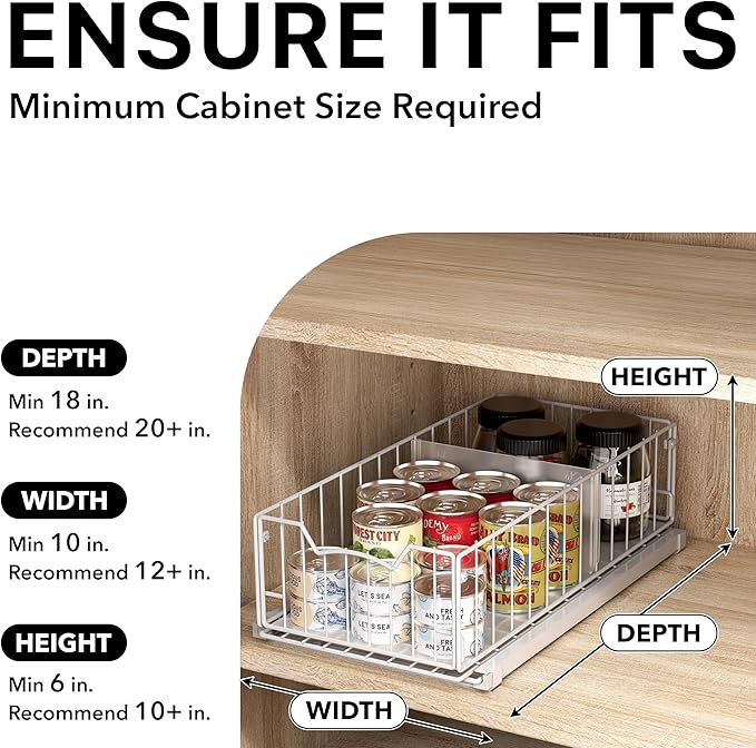 Simple Houseware 3 Tier Basket Drawer + Cabinet Pull-Out Shelf