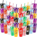 Uiifan 50 Pcs VBS Christian Cups for Kids Bulk, Reusable Plastic Tumblers with Lids and Straws, Bible Verse Cups for Sunday School, VBS, Church Events, Classroom Rewards, Kids Party (Multicolor)