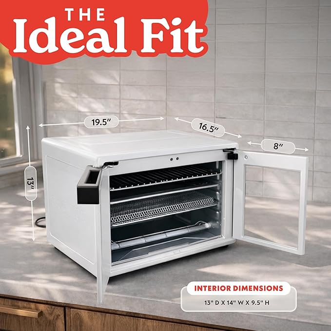 Gourmia French Door Air Fryer Oven - 37 Qt Large Capacity Convection Toaster Oven, FryForce 360°, Digital Display, 12 Cooking Presets, Dehydrate, Fits 13” Pizza, Dishwasher-Safe, White