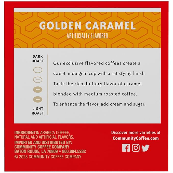 Community Coffee Caramel Cookie Butter Flavored 12 Count, Medium Roast, Keurig K-Cup Coffee Pods, 12 Count (Pack of 1)