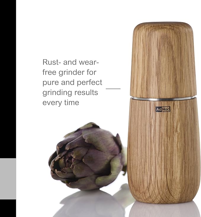 AdHoc Yono Salt Or Pepper Mill Light - Manual Salt & Pepper Grinder with Ceramic Grinding Mechanisms - Modern Kitchen Accessory