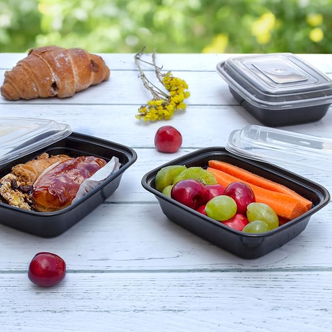 GUSTO [12 oz - Case of 150 1-Compartment Meal Prep Containers with Lids – Reusable, Microwaveable, Dishwasher & Freezer Safe, BPA-Free Food Storage Boxes for Portion Control (Formerly Comfy Package)