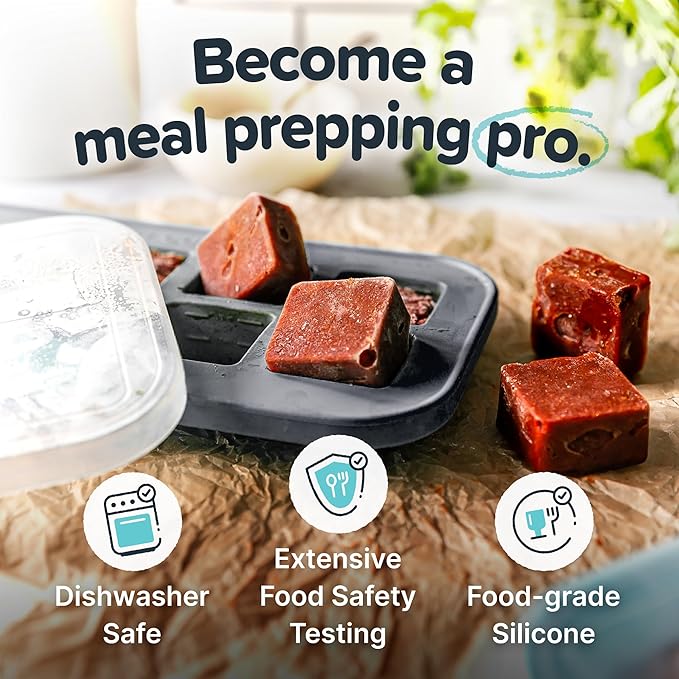 Souper Cubes 2 Tbsp. Silicone Freezer Molds - Perfect for Storing Garlic, Herbs, Ginger, Pesto, Tomato Paste, Lemon Juice, Purees and More - Charcoal – 2-Pack