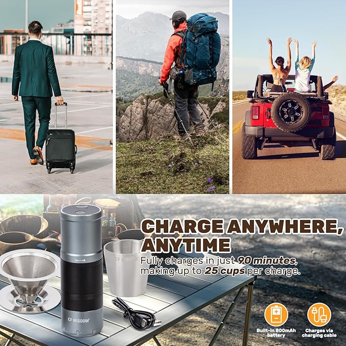 Electric Coffee Grinder Dual-Mode Electric and Manual Grinding 7-Speed Precision Grinding Portable Coffee Bean Grinder Suitable for Espresso, French Press, and Drip Coffee