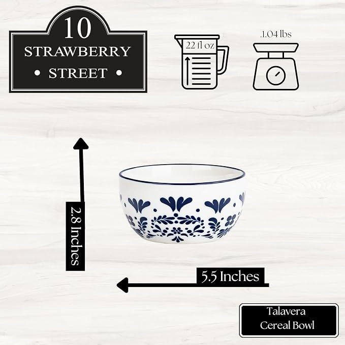 10 Strawberry Street Talavera Dinnerware, Set of 6 (5.5" Cereal Bowl)