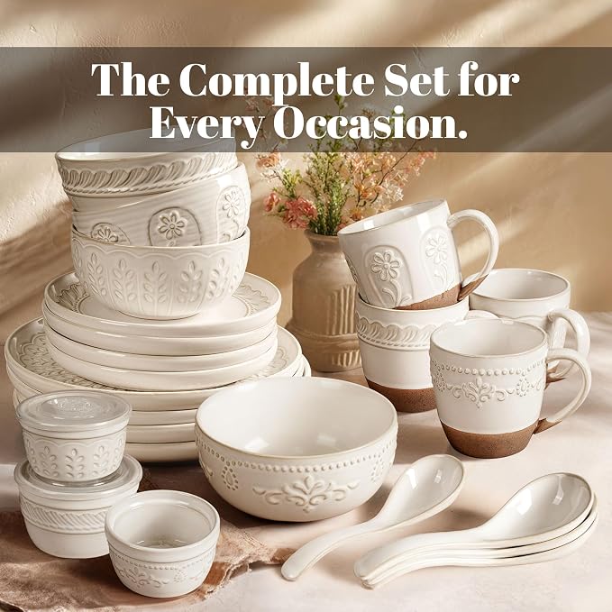 Artena Ramekins Oven Safe, Creme Brulee Ramekins, Embossed White Ceramic Ramiken, Souffle Pudding Custard Cups, Baking Dish, Dipping Bowls, Sauce Cups, Set Of 4 (4 oz, Multiple Patterns)