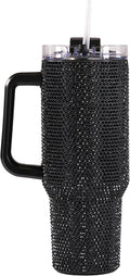 Simply Southern | 40 oz Tumbler with Straw and Lid | Insulated Cup Reusable Stainless Steel Water Bottle Travel Mug Cupholder Friendly | Great Gifts (Sequined -BLACK)