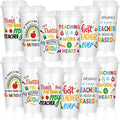 Skylety 12 Pcs Back to School Teachers Gifts Teacher Appreciation Gifts Teacher Deals Bulk Reusable Plastic Coffee Cup with Lid for First Day of School Party Decorations (Lively)