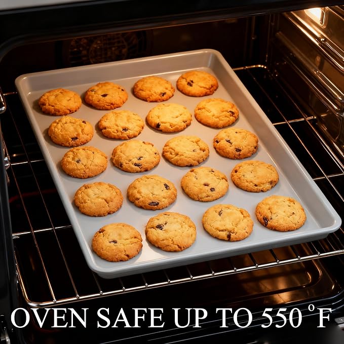 Cookie Sheets for Baking 18x13", Half Ceramic Baking Sheet | Non-Stick & Non-Toxic Ceramic Coating, 2.2mm Thick Aluminum Oven Trays for Cooking, PTFE & PFOA Free