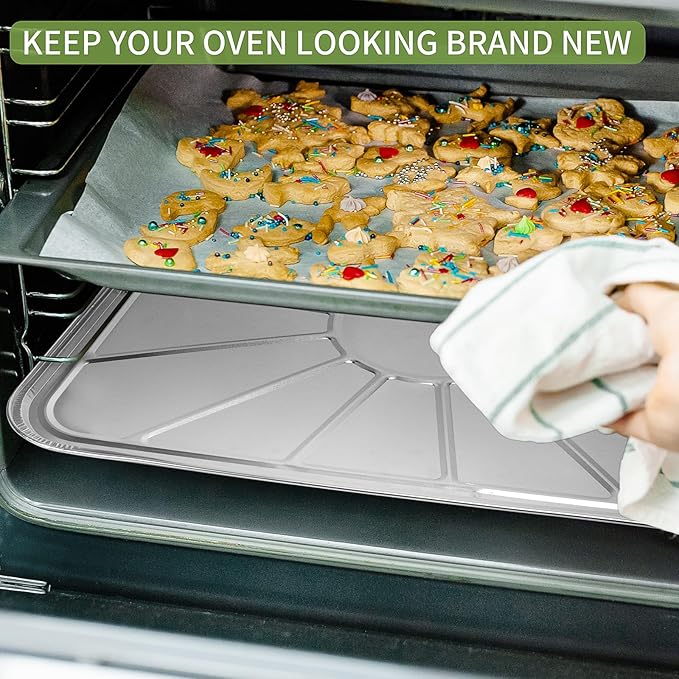 25 Pack Disposable Foil Oven Liners, 18.5 x 15.5 Inch Aluminum Foil Liners for Electric Oven & Gas Oven, Oven Drip Pan Tray for Baking, Roasting, Grilling & Cooking