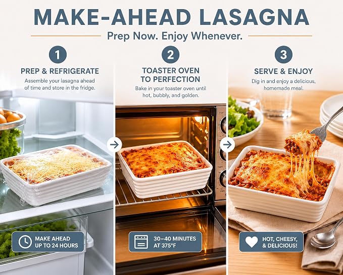 ONEMORE Small Baking Dish, Rectangle Ceramic Baking Dish for Oven, Individual Casserole Dishes for Toaster Oven, 5x7 Small Deep Lasagna Baking Dish, Oven Safe, 1-2 Person Baking Dishes Set of 4, White