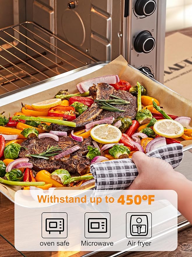 SMARTAKE 200 Pcs Parchment Paper Baking Sheets, 8x12 Inches Non-Stick Precut Baking Parchment, for Baking Grilling Steaming Bread Cup Cake Cookie and More (Unbleached)