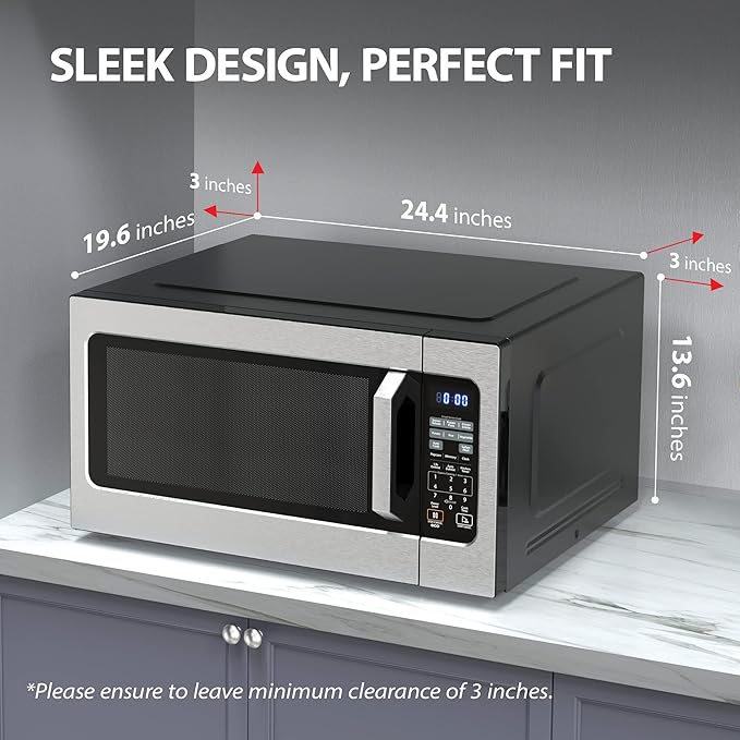Toshiba ML-EM62P(SS) Large Countertop Microwave Oven with Smart Sensor, Auto Defrost, Mute Function, ECO Mode, with 16.5 inch Position Memory Turntable, 1200W, 2.2 Cu. Ft., Stainless Steel