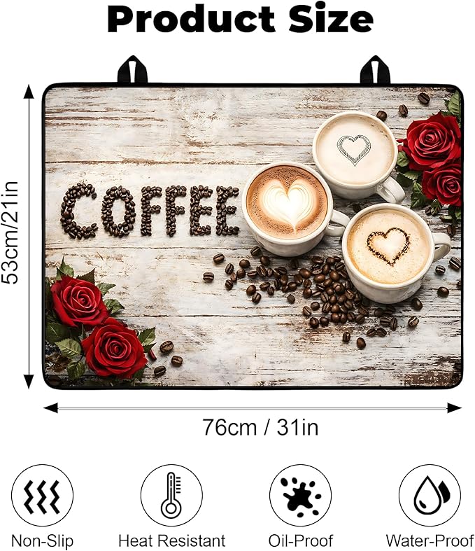 Stove Top Cover- Mat for Electric Stove Protector with Anti-Slip Rubber Coating Dish Drying Mats Scratch-Resistant (Cup, 30" x 21")