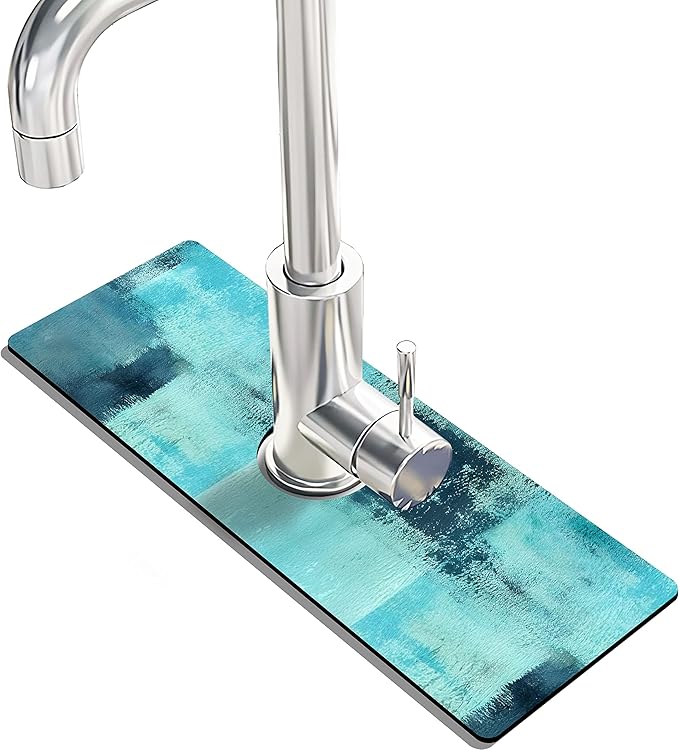Kitchen Sink Splash Guard Faucet Mat -2 PC Super Absorbent Fast Drying Mat Sink Gadgets-Splash Guard Behind Faucet Drip Catcher for Kitchen, Bathroom,Sink Mat, Dish Drying Mat, Bathroom(15" X 5.5" )