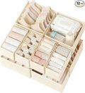 Criusia Drawer Organizer Clothes 12 Pack, Dresser Organizer for Nursery Bedroom Closet Organization and Storage - Baby Clothes Organizer Bins - Drawer Divider for Sock Underwear Bra Ties (Beige)