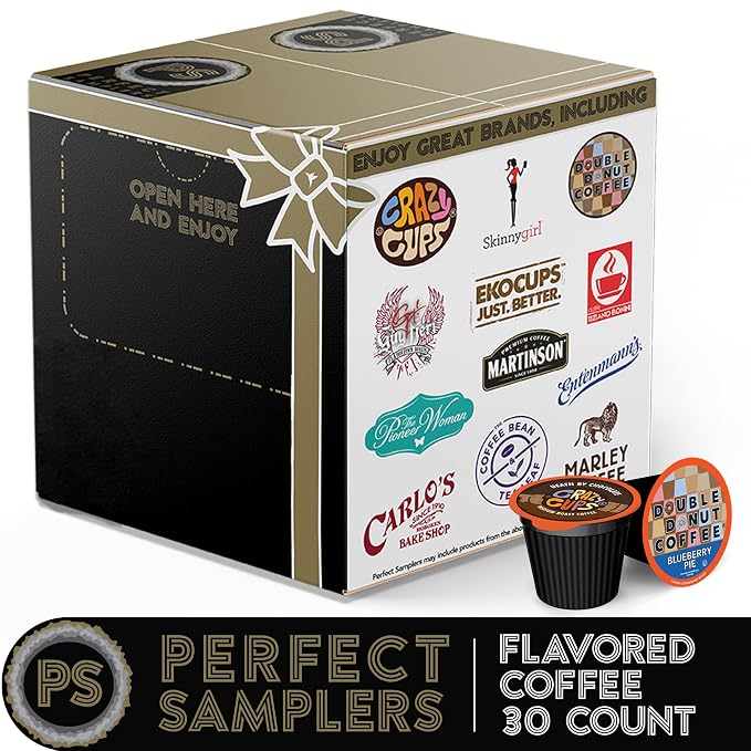 Perfect Samplers Flavored Coffee Variety Sampler Pack, Assorted Flavors in Single Serve Pods for Keurig K-Cup Machines, 30 Count