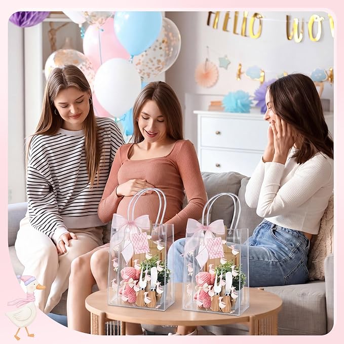 Honeydak 49 Pcs Baby Shower Prizes for Game Players 6 Set Cheese Board Fork Knives Coaster Towel Artificial Potted Plant Thanks Card Gift Bag for Baby Bridal Shower Wedding Favors(One Silly Goose)