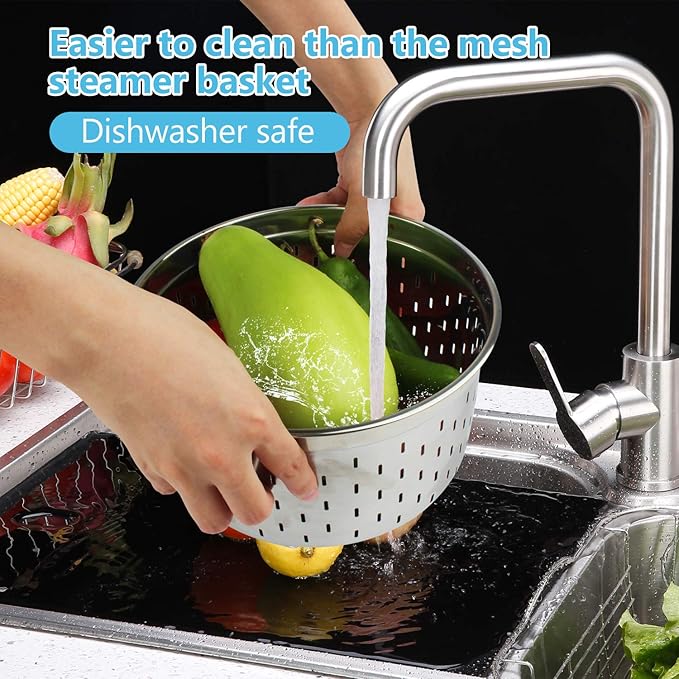 Steamer Basket for instant Pot Pressure Cooker, Accessories Set Compatible with 5/6/8 Qt InstaPot -18/8 Stainless Steel Strainer Insert with Silicone Handle,Divider,Egg Steamer Rack, 6 Quart
