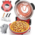 KEENSTAR Pizza Oven Indoor 12-Inch, Countertop Glazed Ceramic Stone Pizza maker with Adjustable Timer, 1200W Heat up to 800°F, Electric Pizza Cooker with Viewing Window Baked Pizzeria Style at Home