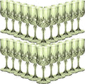 Sliner 60 Pcs 7oz Plastic Vintage Wine Glasses Drinking Goblets Unbreakable Crystal Water Glassware Reusable Diamond Champagne Flutes Cups for Wedding Banquet Birthday Party Supplies (Green)
