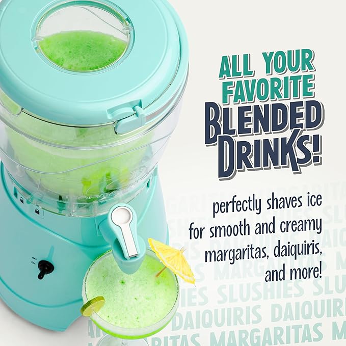 Nostalgia Frozen Drink Maker and Margarita Machine for Home - 128-Ounce Slushy Maker with Stainless Steel Flow Spout - Easy to Clean and Double Insulated - Aqua