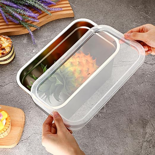 8 Pcs 304 Stainless Steel Food Storage Containers with Lid Hotel Pans for Kitchen Home Catering Food Prep Restaurant Buffet Hotel(6 Inch Deep)