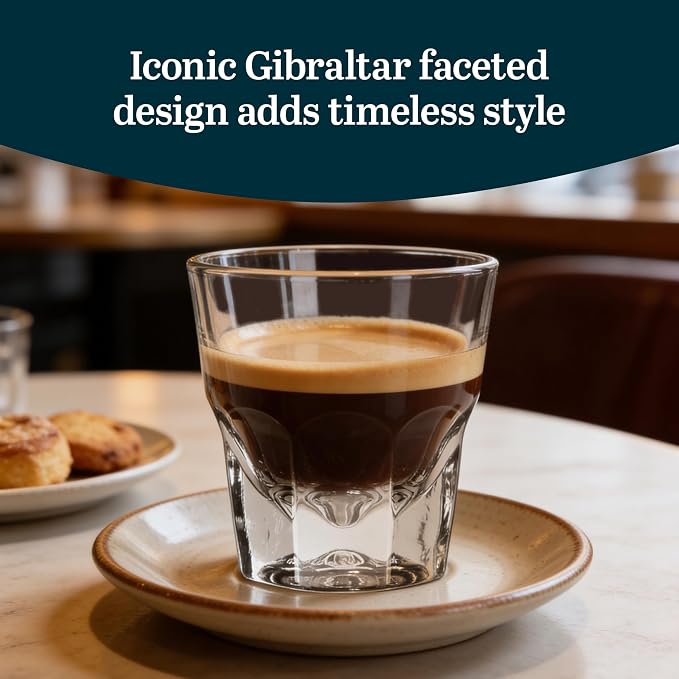 Libbey Gibraltar DuraTuff Drinking Glass Drinking Cup Set, Iconic Heavy Base Bar Glassware hick Drinking Glasses Set of 12, 4.5-Ounce Cortado Glasses