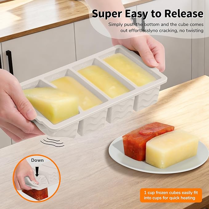 3-Pack Silicone Freezer Trays with Lid,2 Large 2-Cup(500ml)&4 Medium 1-Cup(125ml)&6 Small 1/2-Cup(75ml) Soup Freezer Container Molds,Ice Cube Tray For Meal Prep&Freezing Soup,Stews,Sauces
