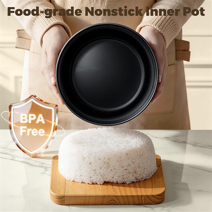 CHACEEF Mini Rice Cooker 2 Cups Uncooked, 1.2L Rice Cooker Small, Portable Non-Stick Small Travel Rice Maker, BPA Free, Smart Control Multifunction Cooker with 24 Hours Timer Delay & Keep Warm Function, Beige