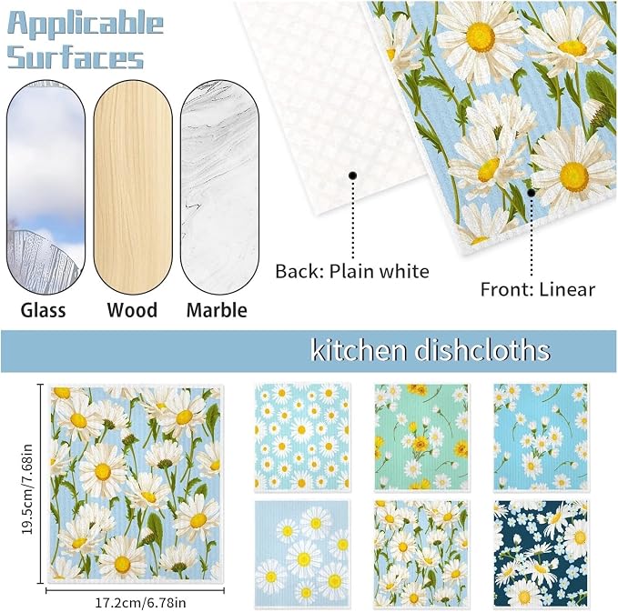 Reusable Kitchen Cleaning Cloth, Cellulose and Cotton Towel(12pcs)