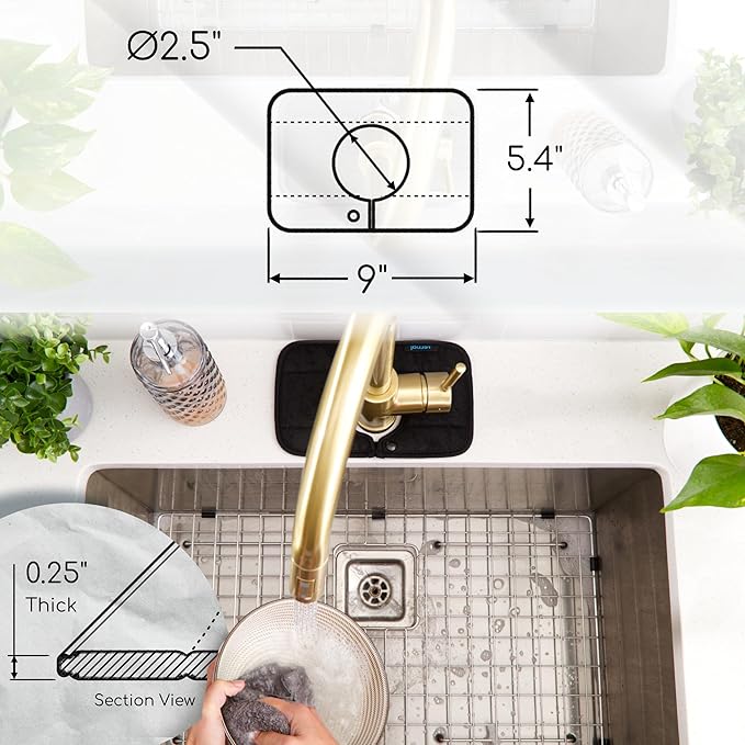 The Original Ternal Sinkmat Drip Catcher & Splash Guard, Faucet Mat for Sinks – Absorbent Microfiber, Machine Washable Counter Protector & Drying Mat for Kitchen, Bathroom or RV [Black, Mini, 1 Pack]