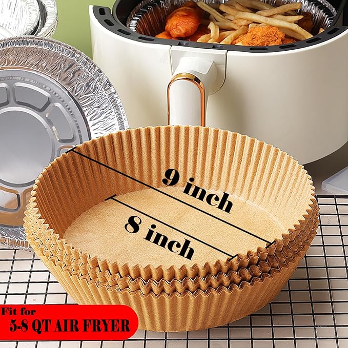 160Pcs Loaf Pan Liners 9x5 Inch+200PCS 9 Inch Round Air Fryer Liners for 5-8QT Air fryer
