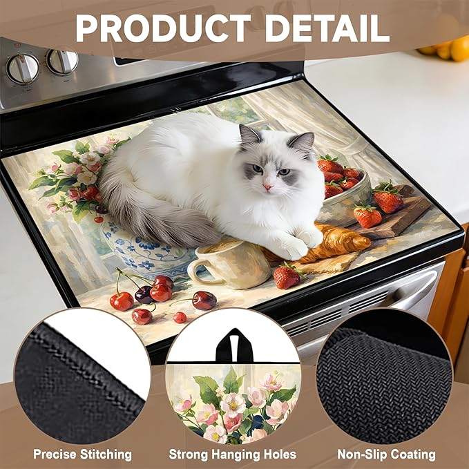 Stove Top Covers for Electric Stove: Heat Resistant Protector Glass Stove Top Expands Counter Space, Stylish Kitchen Decor 28.5'' × 20.5''