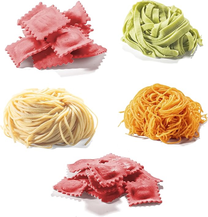 Ultimate Pasta Machine Attachment Set- Includes 5 Different Cutters for Homemade Spaghetti, Fettucini, Ravioli, Angel Hair- Durable & Compatible w CucinaPro & other Makers- Pasta Cooking Made Easy