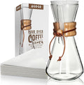 AGOGO Pour Over Coffee Maker Glass with 50pcs Paper Filters -for Home, Office, Camping, Cafes - Easy Clean Coffee Dripper Set (Soft Towel&Brush)(20oz Slim Shape w/Paper Filters)