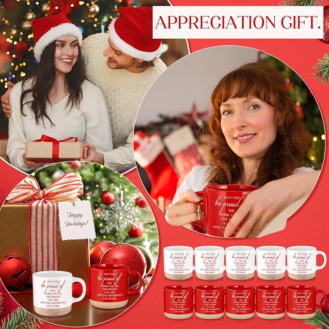 Didaey 10 Pcs Thank You Mugs Bulk Gifts 13 oz Inspirational Ceramic Coffee Mugs May You Be Proud of Appreciation Gift for Teacher Nurse Employee Office Staff Coworker, 2 Colors
