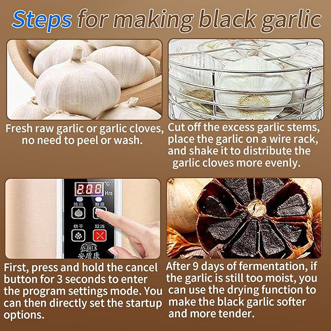 6L Black Garlic Fermenter Full Automatic Intelligent Control Garlics Maker Multi Clove Garlic Cooker 110V with adjustable time and drying function