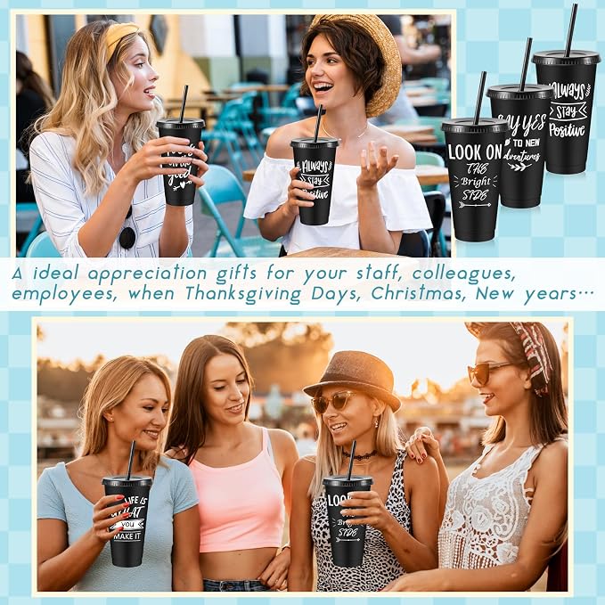 Uiifan 50 Pcs Inspirational Cups Bulk Appreciation Gifts for Employee Coworker Staff Team Thank You Gifts, Office Prizes for Adults Work Party Favors, Associates, Giveaways (Black)