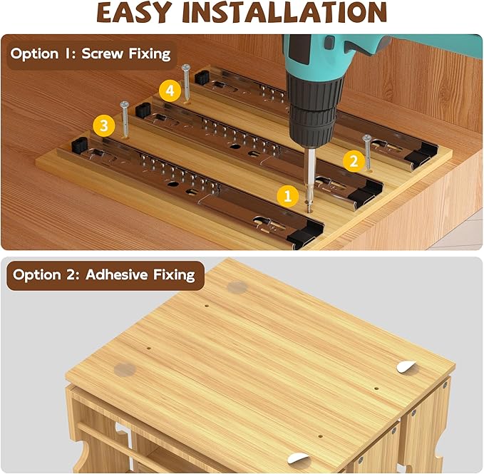 Jolitac Bamboo Pull Out Spice Rack for Cabinet, Slide Out Drawers | 1.85" Wide Drawers, Space-Saving Vertical Organization, Easy to Install, 9.1" Wide, 3 Drawers, 2-Tier
