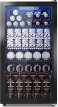 Tehanld Beverage Fridge, 130 Can Mini Fridge With Glass Door, Beverage Cooler Refrigerator, Wine Drink Beer Cooler, Adjustable Shelves & Digital Temperature Display