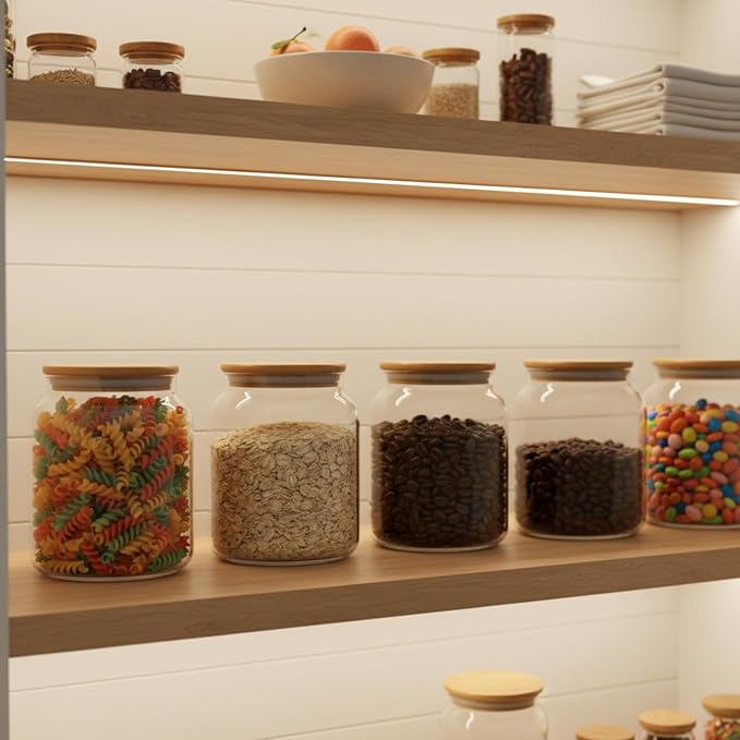 kitchentoolz 1/2 Gallon Mason Jar - Borosilicate Half Gallon Mason Jars Large - 64oz Wide Mouth Big Storage with Wooden Lid - Half Gallon Glass Jar - 4 Pack