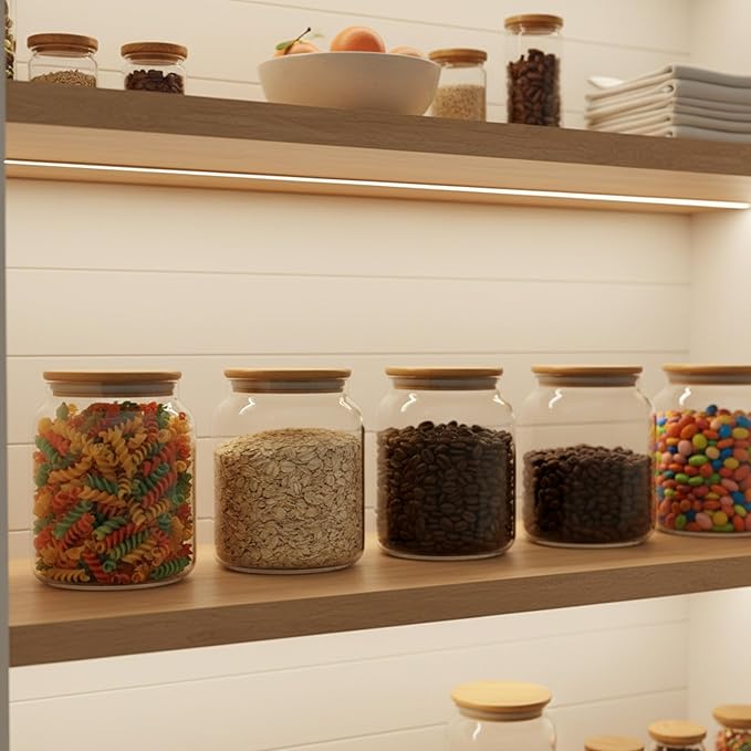 kitchentoolz 1/2 Gallon Mason Jar – 64 oz Wide Mouth Half Gallon Glass Jar with Wooden Lid – 2‑Pack Large Mason Jars for Kitchen Storage, Pantry Organization & Decorative Use