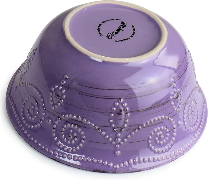 Elama Rustic Birch 16 Piece Stoneware Dinnerware Set in Purple, Purple with Brown Accents, (EL-RUSTICBIRCH)